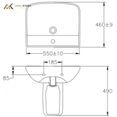 Chậu rửa treo tường JOMOO 12809-1/11P-I011