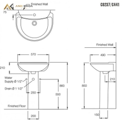 Chậu rửa treo tường COTTO C0237/C411