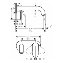 Vòi chậu gắn tường Hansgrohe 71576007+13622180