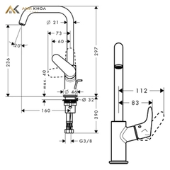 Vòi chậu nóng lạnh Hansgrohe 31609000