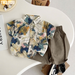 Set Áo Sơ Mi Họa Tiết Kèm Quần
