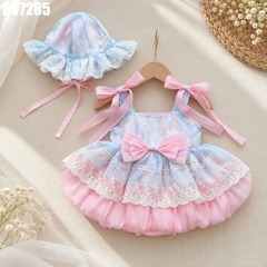 Set Body Váy Bí Viền Ren Kèm Nón