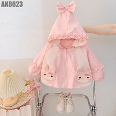 Áo Khoác Chấm Bi 2 Túi Thỏ