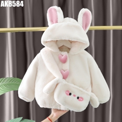 Áo Khoác Lông Thỏ Kèm Túi