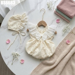 Set Body Ren Nơ Lưới Kèm Mũ Cột Dây