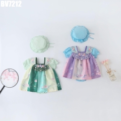 Set Body Váy Hoa Voan Kèm Nón