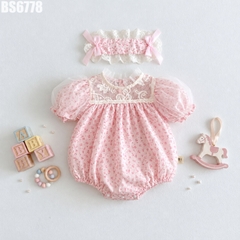 Set Body Tay Bồng Voan Ren Kèm Băng Đô