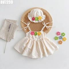 Set Body Váy 2 Dây Đính Bông