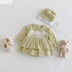 Set Body Váy Chấm Bi Ren Kèm Nón