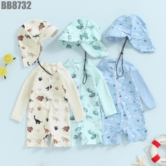 Đồ Bơi Tay Dài Khủng Long Kèm Nón