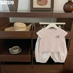 Set Áo Khoét Lưng Kitty Kèm Quần