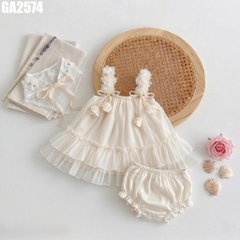 Set Áo Nơ Tulip Quần Chip Kèm Khăn