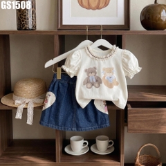 Set Áo Gấu Váy Denim