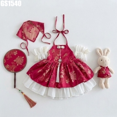 Set Váy Hoa Mẫu Đơn Kèm Khăn