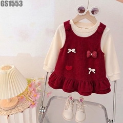 Set Áo Tay Dài Kèm Váy Đính Nơ