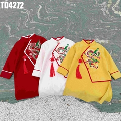 Áo Dài Thêu Rồng Vạt Chéo