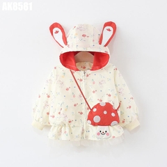 Áo Khoác Tai Thỏ Giả Túi Nấm