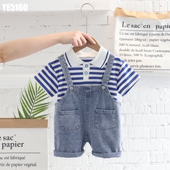 Set Áo Polo Sọc Kèm Yếm