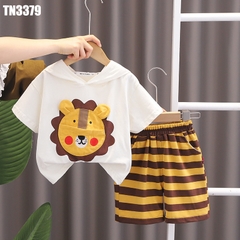 Set Áo Hoodie Sư Tử Kèm Quần Sọc