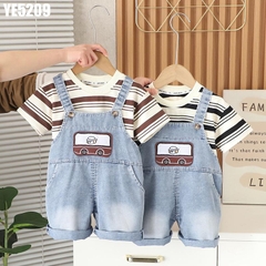 Set Áo Sọc Kèm Yếm Xe Buýt