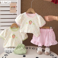 Set Áo Chấm Bi Quần Đính Hoa