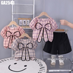 Set Áo Caro Nơ Kèm Quần