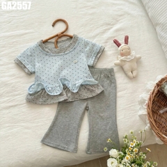 Set Áo Chấm Bi Quần Ống Loe
