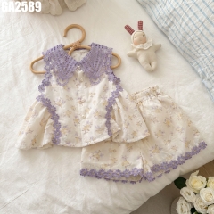Set Áo Sơ Mi Cổ Ren Hoa Kèm Quần