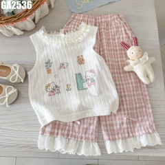 Set Áo Kitty Quần Caro Ren