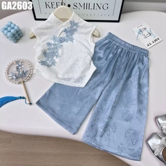 Set Áo Thêu Hoa Quần Hoa Văn