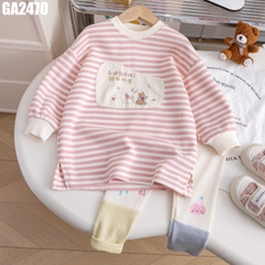 Set Áo Dài Sọc Legging Cún