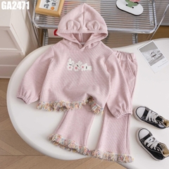 Set Áo Hoodie Thỏ Quần Loe
