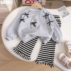 Set Áo Tiên Nhỏ Đính Nơ Quần Sọc