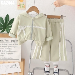 Set Áo Tai Thỏ Quần Ống Rộng Viền Ren