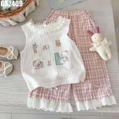 Set Áo Kitty Quần Caro Ren