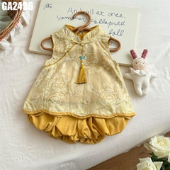 Set Áo Cổ Tàu Hoa Quần Bí