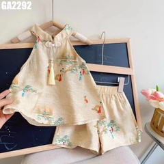 Set Áo Cổ Yếm Kèm Quần Phong Cách Trung Hoa