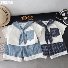 Set Áo Thủy Thủ Cổ Rời Quần Caro