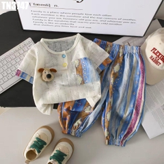 Set Áo Cún Quần Sọc