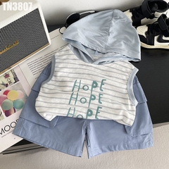 Set Áo Hoodie Sát Nách Sọc Quần Túi Hộp