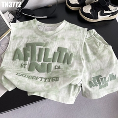 Set Áo Sát Nách Chữ Nổi Kèm Quần