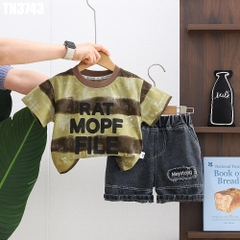 Set Áo Sọc Chữ Kèm Quần