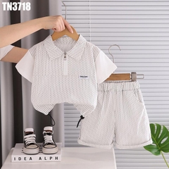 Set Áo Polo Dây Kéo Sọc Kèm Quần