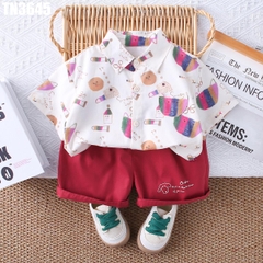 Set Áo Sơ Mi Họa Tiết Kèm Quần