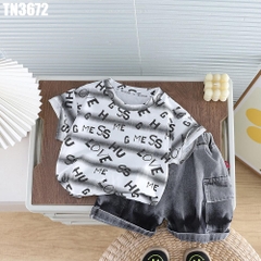 Set Áo Sọc Chữ Kèm Quần