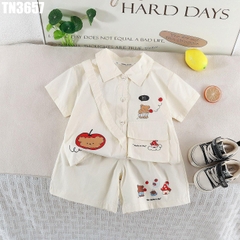 Set Áo Sơ Mi Giả Túi Kèm Quần Gấu