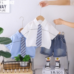 Set Áo Sơ Mi Chữ Cà Vạt Kèm Quần