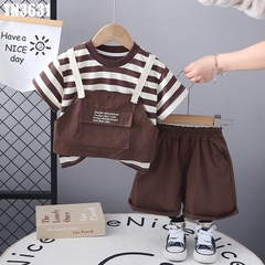 Set Áo Sọc Giả Yếm Kèm Quần