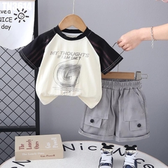 Set Áo In Chữ Tay Sọc Kèm Quần