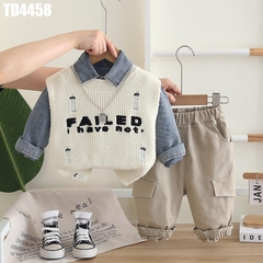 Set 3 Món Sơ Mi Denim Gile Chữ